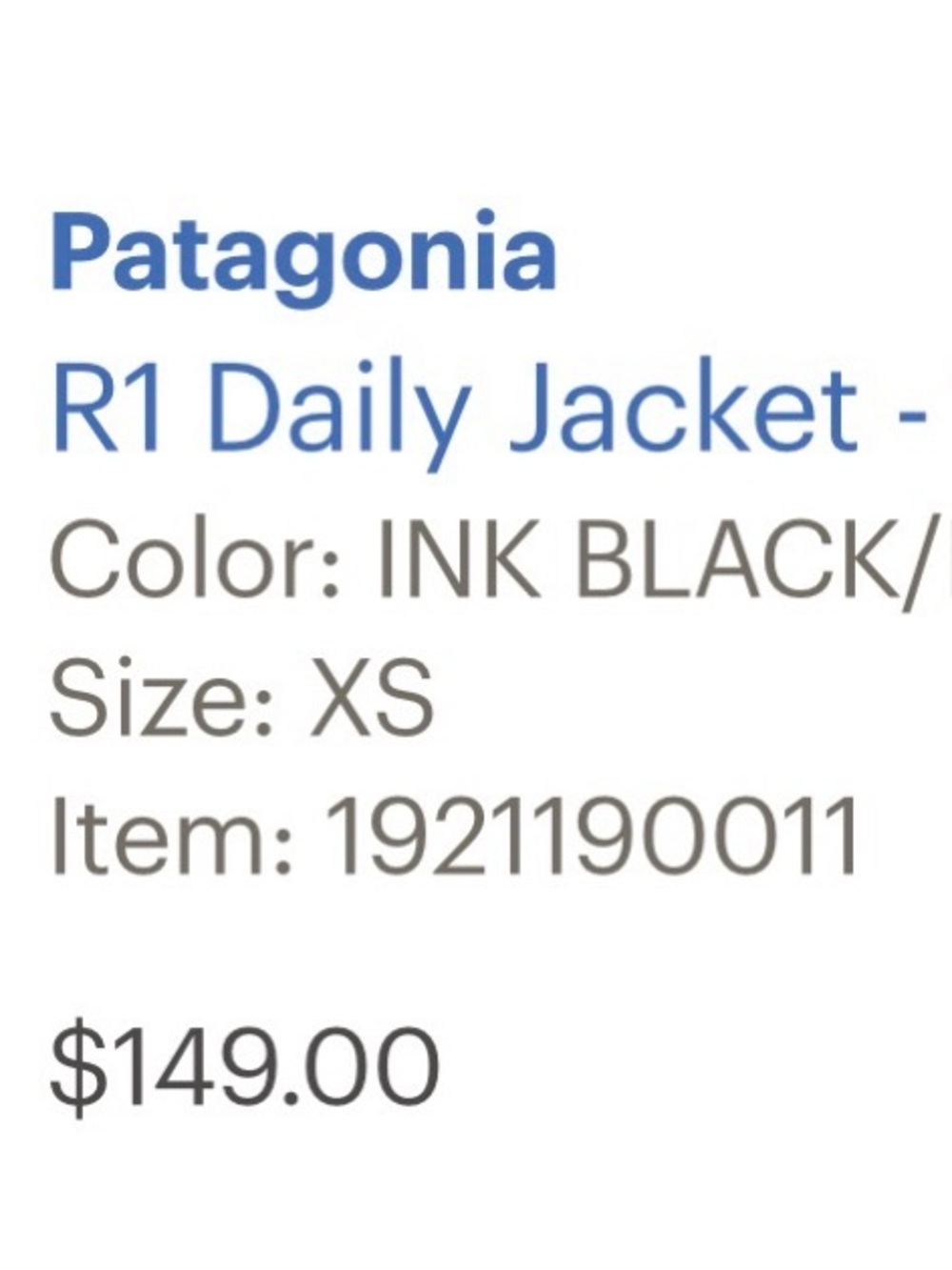 Patagonia R1 Daily Jacket - Ink Black